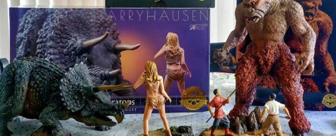 Collector Marcellus Winters displaying his new Star Ace Triceratops and Cyclops.